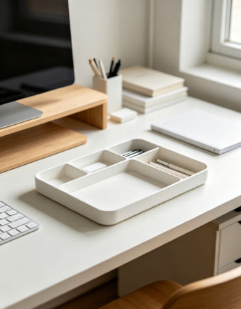 Minimal White Office Desk Tray
