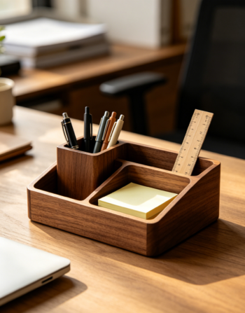 Wooden Multi-Compartment Desk Tray