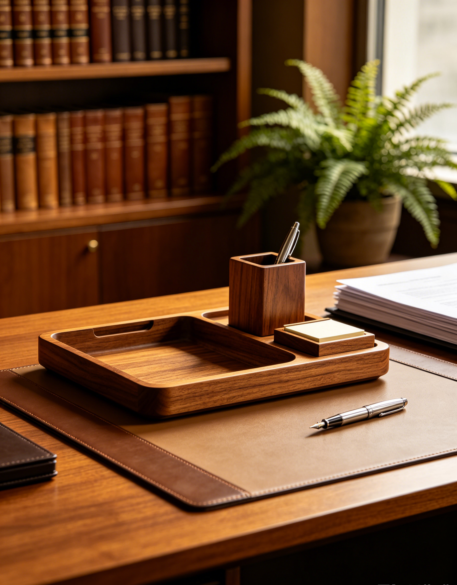 Premium Wooden Office Desk Tray Set