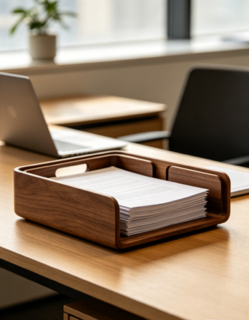 Wooden Desktop File Tray Organizer